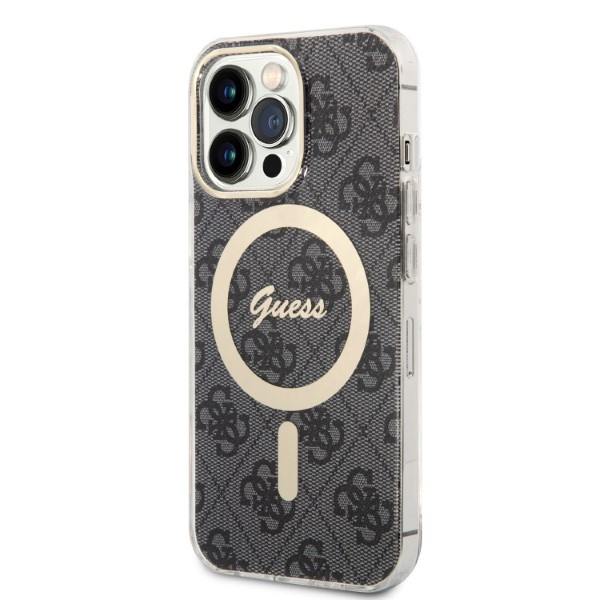 Kryt Guess GUBPP13LH4EACSK Case + Wireless Charger Apple iPhone 13 Pro black hard case 4G Print MagSafe