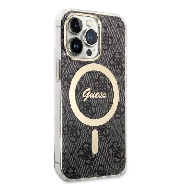 Kryt Guess GUBPP13LH4EACSK Case + Wireless Charger Apple iPhone 13 Pro black hard case 4G Print MagSafe