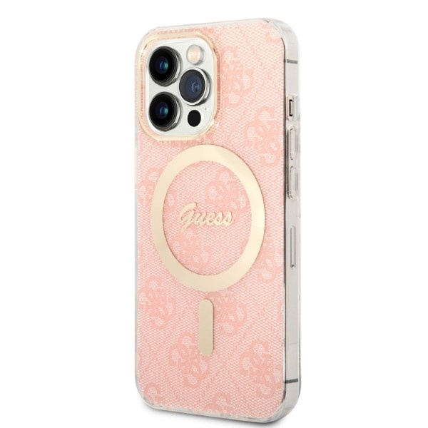 Kryt Guess GUBPP13XH4EACSP Case + Wireless Charger Apple iPhone 13 Pro Max pink hard case 4G Print MagSafe