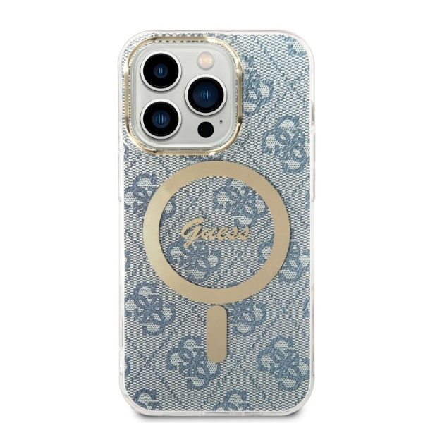 Kryt Guess GUBPP14LH4EACSB Case + Wireless Charger Apple iPhone 14 Pro blue hard case 4G Print MagSafe