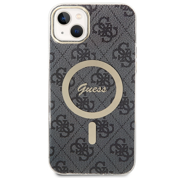 Kryt Guess GUBPP14MH4EACSK Case + Wireless Charger Apple iPhone 14 Plus / 15 Plus black hard case 4G Print MagSafe