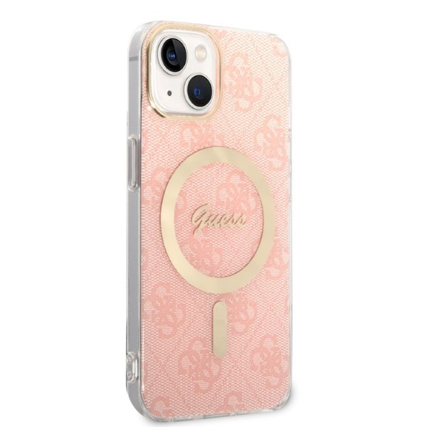 Kryt Guess GUBPP14MH4EACSP Case + Wireless Charger Apple iPhone 14 Plus / 15 Plus pink hard case 4G Print MagSafe