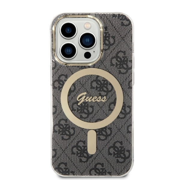 Kryt Guess GUBPP14XH4EACSK Case + Wireless Charger Apple iPhone 14 Pro Max black hard case 4G Print MagSafe
