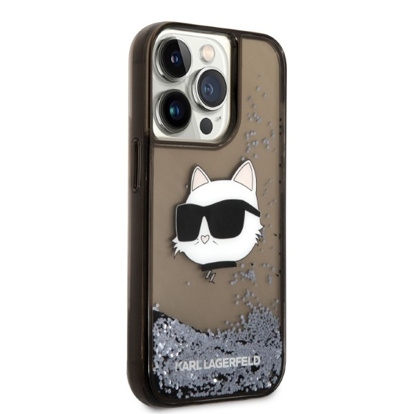Kryt Karl Lagerfeld KLHCP14LLNCHCK Apple iPhone 14 Pro black hardcase Glitter Choupette Head