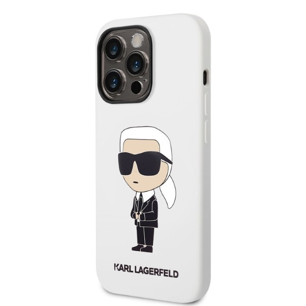 Kryt Karl Lagerfeld KLHCP14LSNIKBCH Apple iPhone 14 Pro hardcase white Silicone Ikonik