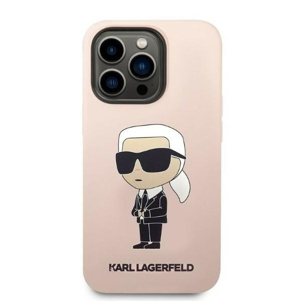 Kryt Karl Lagerfeld KLHCP14LSNIKBCP Apple iPhone 14 Pro hardcase pink Silicone Ikonik