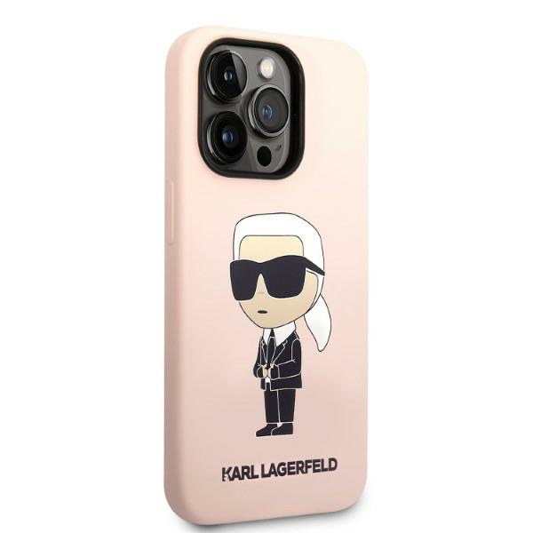 Kryt Karl Lagerfeld KLHCP14LSNIKBCP Apple iPhone 14 Pro hardcase pink Silicone Ikonik