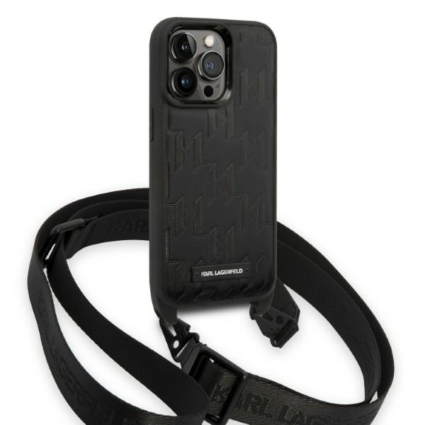 Kryt Karl Lagerfeld KLHCP14LSTMMK Apple iPhone 14 Pro hardcase black Monogram Plaque Logo Strap