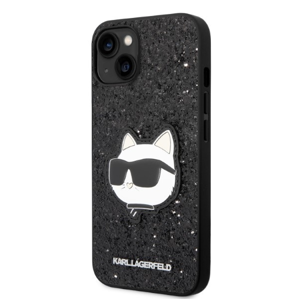 Kryt Karl Lagerfeld KLHCP14MG2CPK Apple iPhone 14 Plus / 15 Plus black hardcase Glitter Choupette Patch