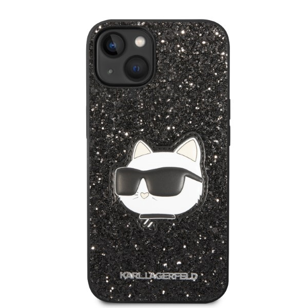 Kryt Karl Lagerfeld KLHCP14MG2CPK Apple iPhone 14 Plus / 15 Plus black hardcase Glitter Choupette Patch