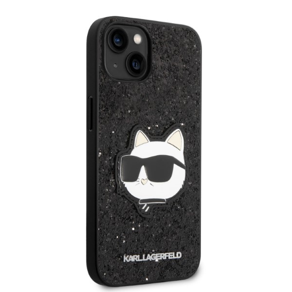 Kryt Karl Lagerfeld KLHCP14MG2CPK Apple iPhone 14 Plus / 15 Plus black hardcase Glitter Choupette Patch