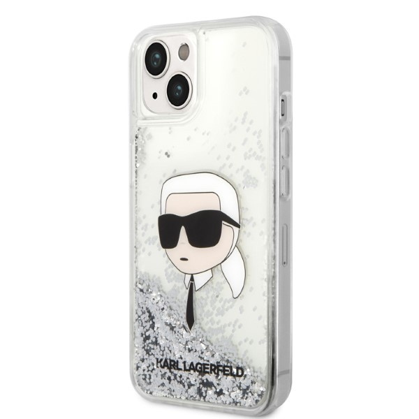 Kryt Karl Lagerfeld KLHCP14MLNKHCH Apple iPhone 14 Plus / 15 Plus silver hardcase Glitter Karl Head