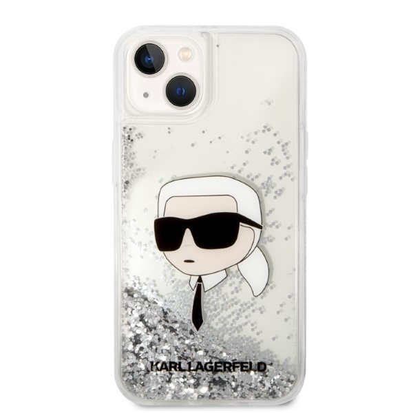Kryt Karl Lagerfeld KLHCP14MLNKHCH Apple iPhone 14 Plus / 15 Plus silver hardcase Glitter Karl Head