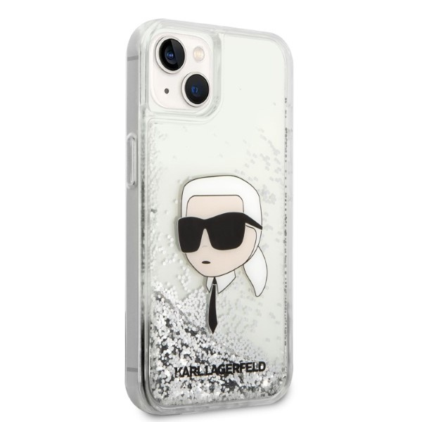 Kryt Karl Lagerfeld KLHCP14MLNKHCH Apple iPhone 14 Plus / 15 Plus silver hardcase Glitter Karl Head