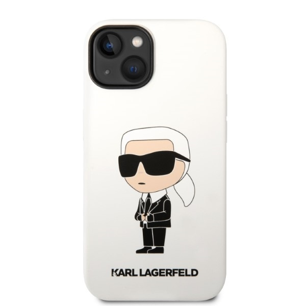 Kryt Karl Lagerfeld KLHCP14MSNIKBCH Apple iPhone 14 Plus / 15 Plus hardcase white Silicone Ikonik