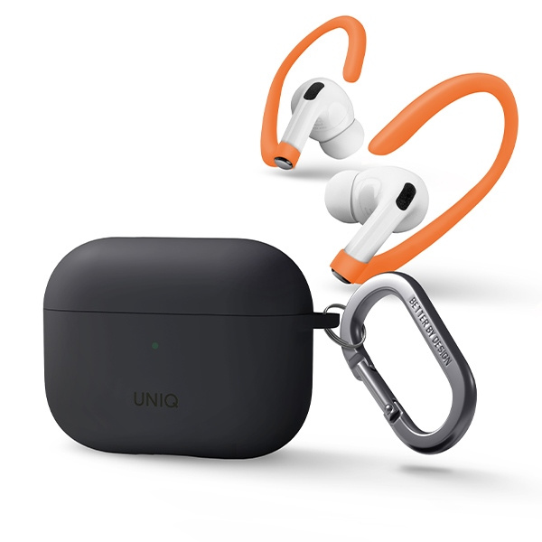 Kryt UNIQ Nexo Apple AirPods Pro 2 + Ear Hooks Silicone charcoal grey