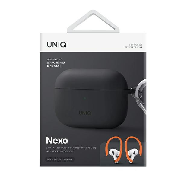 Kryt UNIQ Nexo Apple AirPods Pro 2 + Ear Hooks Silicone charcoal grey