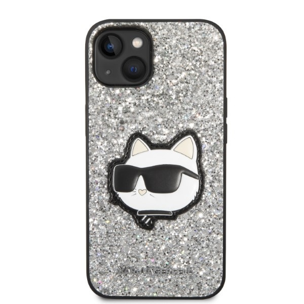 Kryt Karl Lagerfeld KLHCP14SG2CPS Apple iPhone 14 silver hardcase Glitter Choupette Patch
