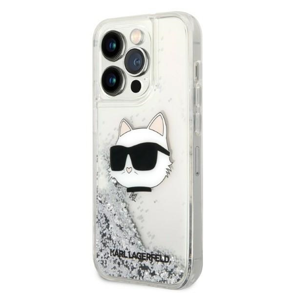 Kryt Karl Lagerfeld KLHCP14XLNCHCS Apple iPhone 14 Pro Max silver hardcase Glitter Choupette Head
