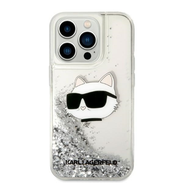 Kryt Karl Lagerfeld KLHCP14XLNCHCS Apple iPhone 14 Pro Max silver hardcase Glitter Choupette Head