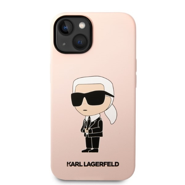 Kryt Karl Lagerfeld KLHMP14MSNIKBCPApple iPhone 14 Plus / 15 Plus hardcase pink Silicone Ikonik Magsafe