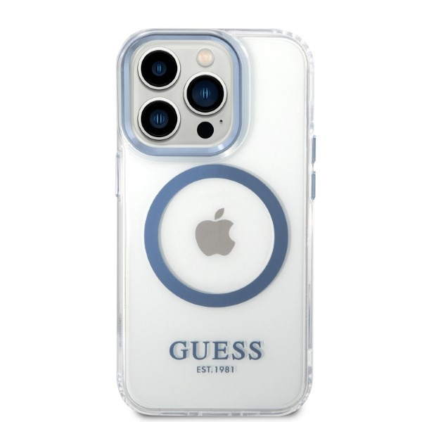 Kryt Guess GUHMP14XHTRMB Apple iPhone 14 Pro Max blue hard case Metal Outline Magsafe