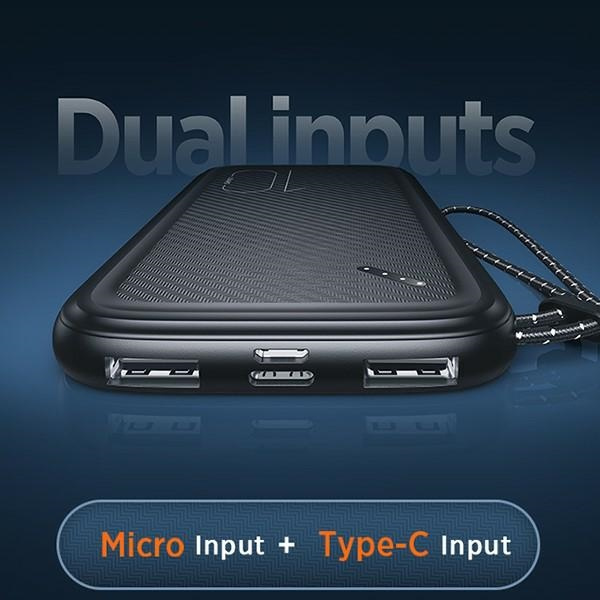 Powerbank USAMS PB56 10000mAh 2xUSB/USB-C/microUSB Fast Charge black (US-CD150)