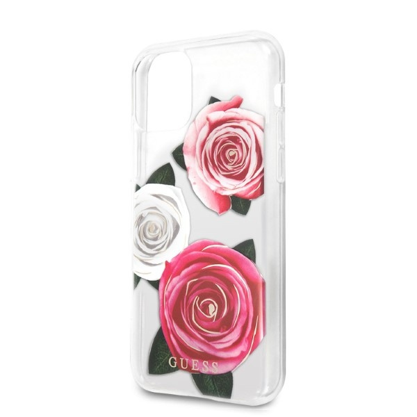 Kryt Guess GUHCN58ROSTRT Apple iPhone 11 Pro transparent hardcase Flower Desire Pink & White Rose