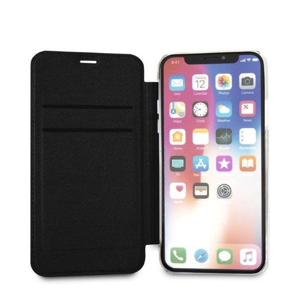 Kryt Karl Lagerfeld KLFLBKPXKSB Apple iPhone XS/X black bookcase Signature Glitter