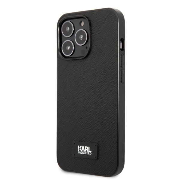 Kryt Karl Lagerfeld KLHCP13LSFMP2K Apple iPhone 13 Pro hardcase black Saffiano Plaque