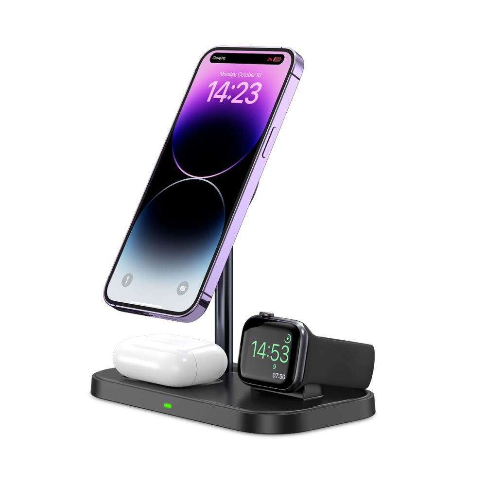 Bezdrátová nabíječka Tech-Protect Qi15W A22 3in1 Magnetic MagSafe Wireless Charger Black