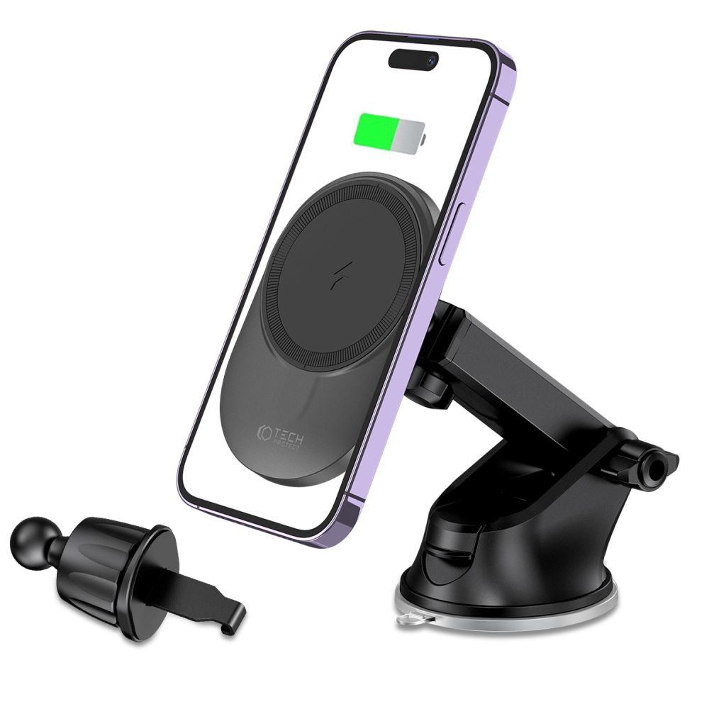 Držák do auta Tech-Protect MM15W-V1 Magnetic MagSafe Dashboard & Vent Car Wireless Charger 15W, Black