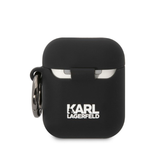Kryt Karl Lagerfeld KLA2RUNCHK Apple AirPods 2/1 cover black Silicone Choupette Head 3D