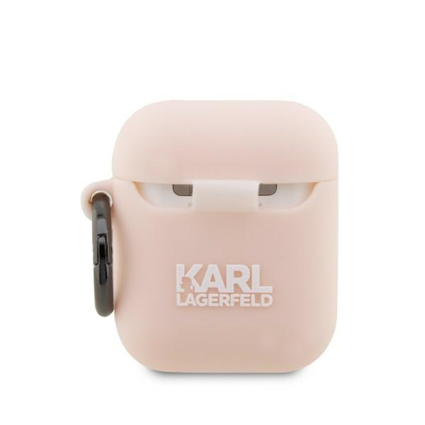 Kryt Karl Lagerfeld KLA2RUNCHP Apple AirPods 2/1 cover pink Silicone Choupette Head 3D