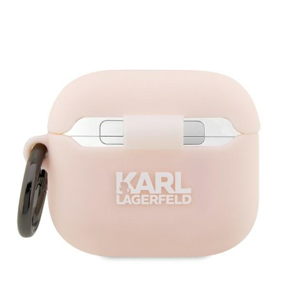 Kryt Karl Lagerfeld KLA3RUNCHP Apple AirPods 3 cover pink Silicone Choupette Head 3D