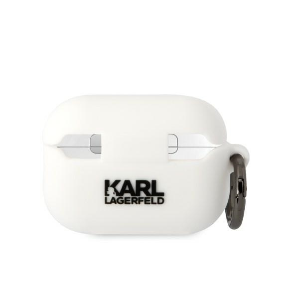 Kryt Karl Lagerfeld KLAP2RUNCHH Apple AirPods Pro 2 cover white Silicone Choupette Head 3D