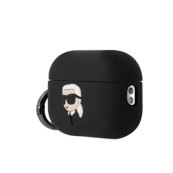 Kryt Karl Lagerfeld KLAP2RUNIKK Apple AirPods Pro 2 cover black Silicone Karl Head 3D
