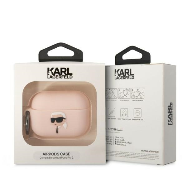 Kryt Karl Lagerfeld KLAP2RUNIKP Apple AirPods Pro 2 cover pink Silicone Karl Head 3D