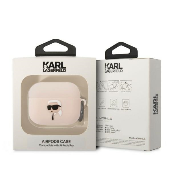 Kryt Karl Lagerfeld KLAPRUNIKP Apple AirPods Pro cover pink Silicone Karl Head 3D