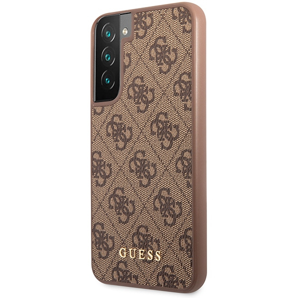 Kryt Guess GUHCS23SG4GFBR Samsung Galaxy S23 brown hard case 4G Metal Gold Logo