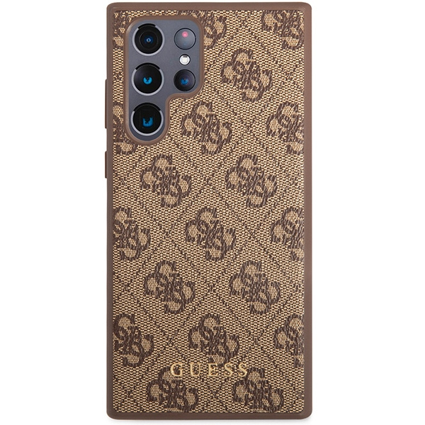 Kryt Guess GUHCS23LG4GFBR Samsung Galaxy S23 Ultra brown hard case 4G Metal Gold Logo