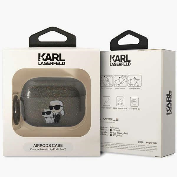 Kryt Karl Lagerfeld KLAP2HNKCTGK Apple AirPods Pro 2 black Gliter Karl&Choupette
