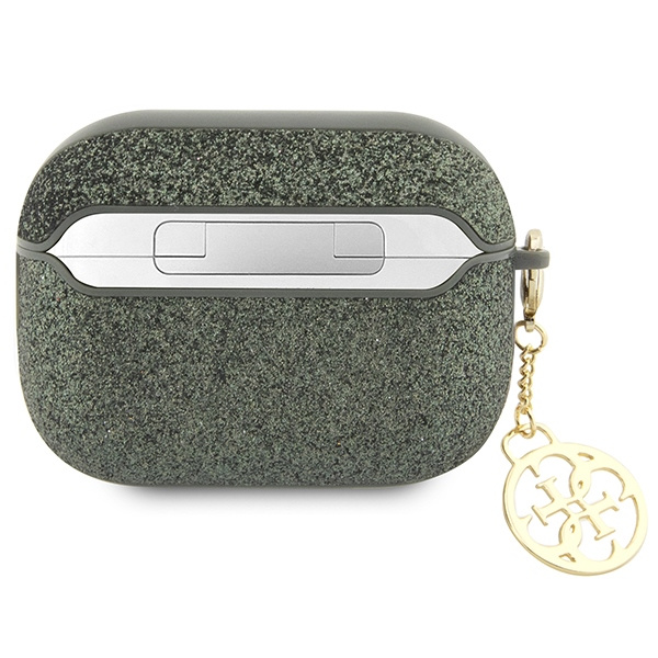 Kryt Guess GUAP2GLGSHA Apple AirPods Pro 2 khaki Glitter Flake 4G Charm