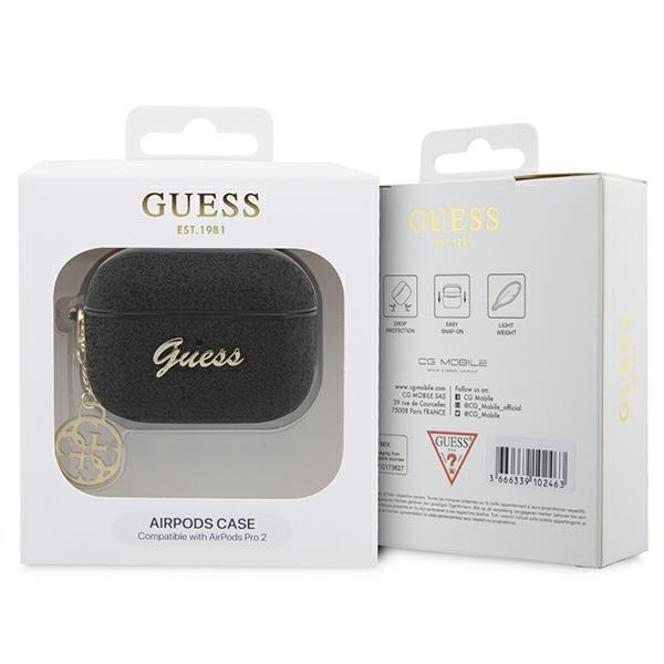 Kryt Guess GUAP2GLGSHK Apple AirPods Pro 2 black Glitter Flake 4G Charm