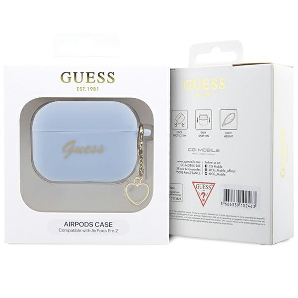 Kryt Guess GUAP2LSCHSB Apple AirPods Pro 2 blue Silicone Charm Heart Collection