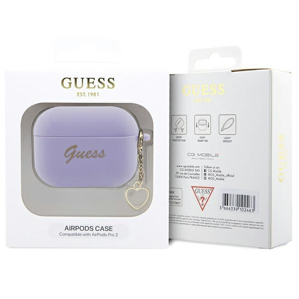 Kryt Guess GUAP2LSCHSU Apple AirPods Pro 2 purple Silicone Charm Heart Collection