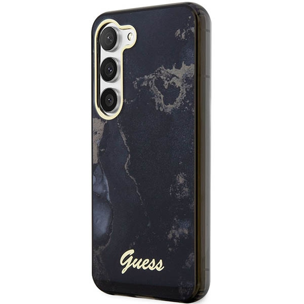 Kryt Guess GUHCS23MHTMRSK Samsung Galaxy S23+ Plus black hardcase Golden Marble Collection
