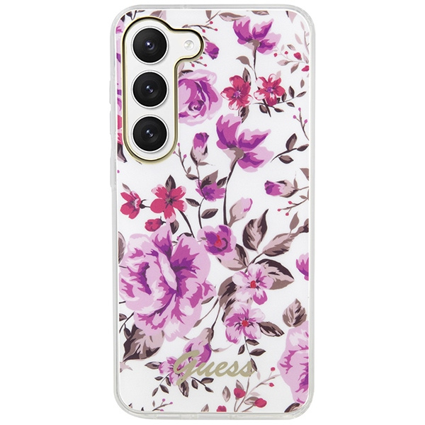 Kryt Guess GUHCS23SHCFWST Samsung Galaxy S23 white hardcase Flower Collection