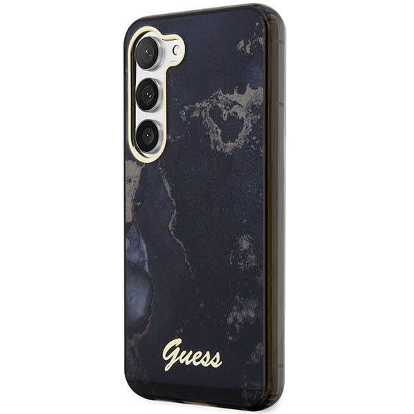 Kryt Guess GUHCS23SHTMRSK Samsung Galaxy S23 black hardcase Golden Marble Collection