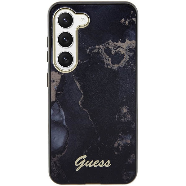 Kryt Guess GUHCS23SHTMRSK Samsung Galaxy S23 black hardcase Golden Marble Collection